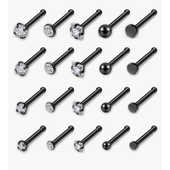 20 Gauge 20 Piece Stainless Steel Nose Bone Studs - Picture 1 of 3